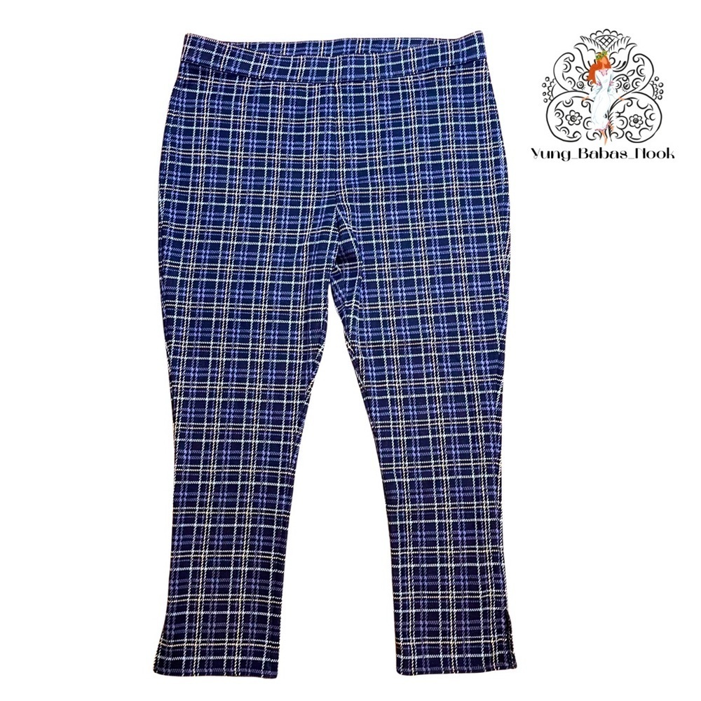 Nordstrom Women’s large blue checked leggings pants PRELOVED